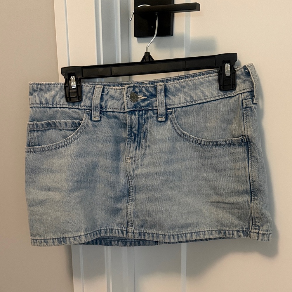 Hollister Light Blue Denim Mini Skirt 26 built in shorts